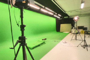 Production set with greenscreen